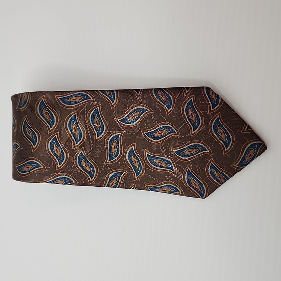 Prange's polyester silk tie brown teal - Picture 1 of 5